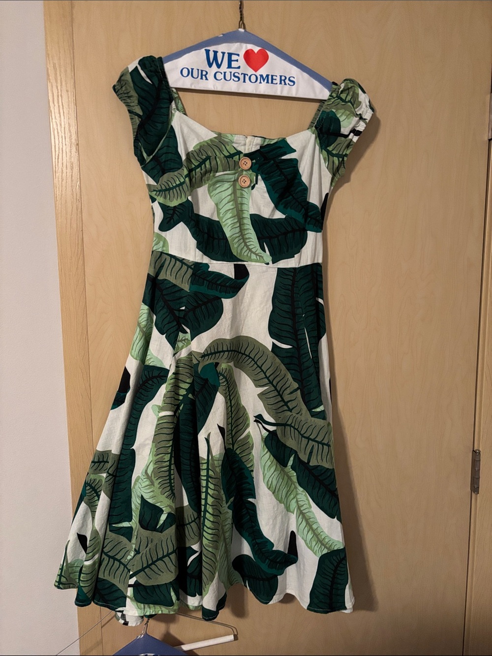 Collectif Green and White Midi Dress